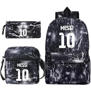3 Adet / Takım Lionel Messi Okul Çantası Baskılı Satchel Sırt Çantası ile Kalem Çantası Messenger Çanta(Yurt Dışından)