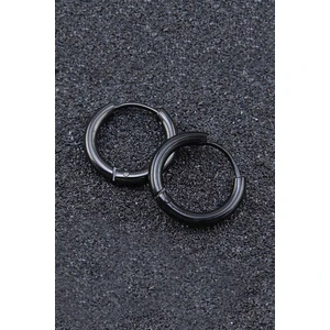 The Collection Unisex Cerrahi Çelik Siyah Renk 12 mm Halka Küpe