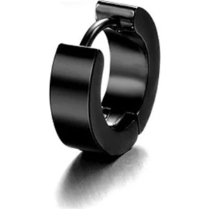 The Collection Unisex Siyah Halka Çelik Küpe