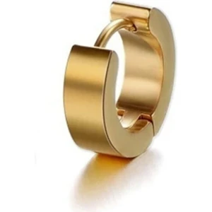 The Collection Erkek Gold Halka Çelik Delikli Küpe