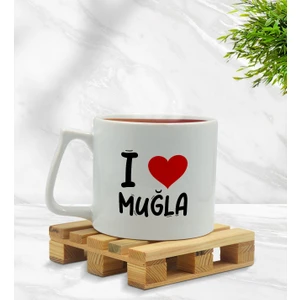 Bk Gift I Love Muğla Tasarımlı Middle Beyaz Kupa Bardak
