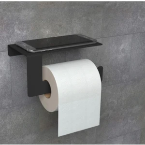 Metal Mat Siyah Telefon Raflı Tuvalet Kağıtlık