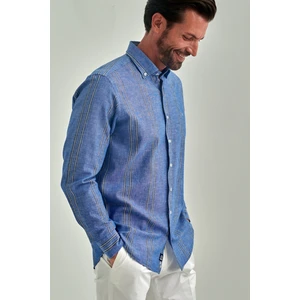 Regular Fit Uzun Kollu Mavi Spor Erkek Gömlek GM22Y221042_C35