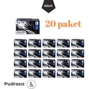 Siyah Nitril Pudrasız Large 20 x 100'lü