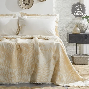 Bedding Lorena Çift Kişilik Müslin Pike Yatak Örtüsü Takımı - Camel