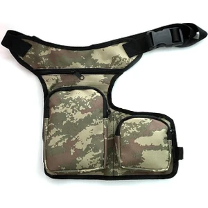 Bacak Çantası Üç Cepli Kamufulaj Açık Yeşil