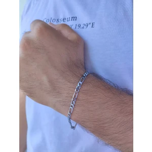 Çelik Silver Figaro Model Yassı Erkek Zincir Bileklik