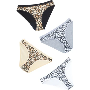4 Lü Leopar Desen Bikini Slip