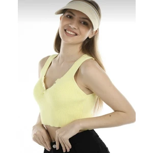 Bej Çizgili Hasır Vizör Şapka