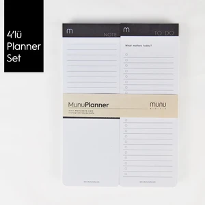Munu Note Munuplanner -  4'lü Planlayıcı Set - Black & White  (Weekly Plan - To Do List - Note)