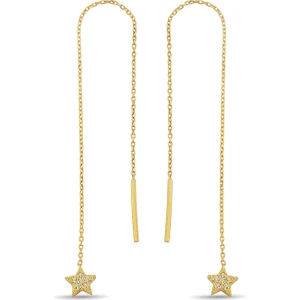 Argentum Concept Altın Kaplamalı 925 Ayar Gümüş Yıldız Figürlü Zincir Küpe - K097801