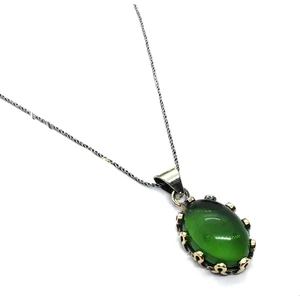 Doğan Silver Doğan Silverneon Yeşil Taşlı Otantik Gümüş Kadın Kolye DGN21075