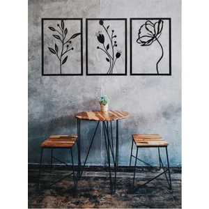 Maber Metal Dekoratif Gelincik Çiçeği Metal Duvar Tablosu 32X45 x 3 Adet Mt-15 3lü Çiçek Tablosu