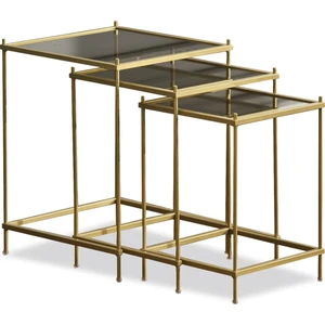 Assu Casa Assucasa Brad 3'lü Metal Zigon Yan Sehpa Gold-Bronz