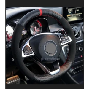 Gürler Oto Kılıf ve Aksesuar Opel Corsa C (2000-2006)DIREKSIYON Kılıfı Carbon Alkantra Kırmızı