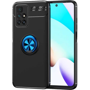 Xiaomi Redmi 10 Kılıf Renkli Yüzüklü Manyetik Silikon Kapak Siyah - Mavi