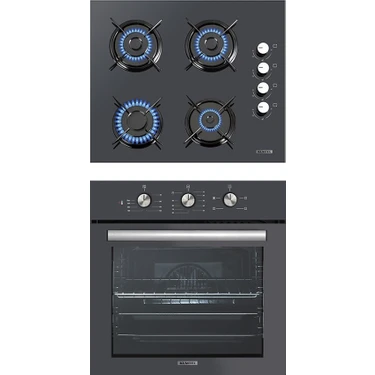 Kumtel Antrasit 2'li Ankastre Cam Set (B66-SF2(MT) +