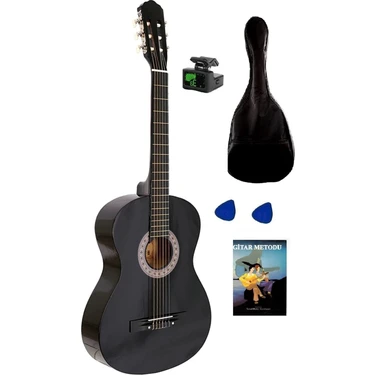 Arriva Tam Boy 4/4 Klasik Gitar Seti 39'' Siyah Yüksek Ses Performansı ile Öğrenciler İçin