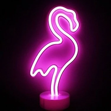 BSSM Neon Işıklı Flamingo Masa Gece Lambası