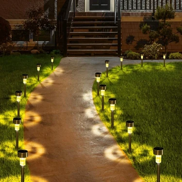 Trust Shop Gün Işığı Sarı Ledli Solar Güneş Enerjili Bahçe Lambası 10 Lu Set Metal