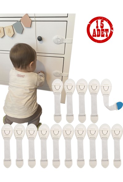 Ketbox 15 Adet Çocuk Bebek Çekmece Dolap Beyaz Eşya Güvenlik Emniyet Koruma Kilidi - Çok Amaçlı Kilit