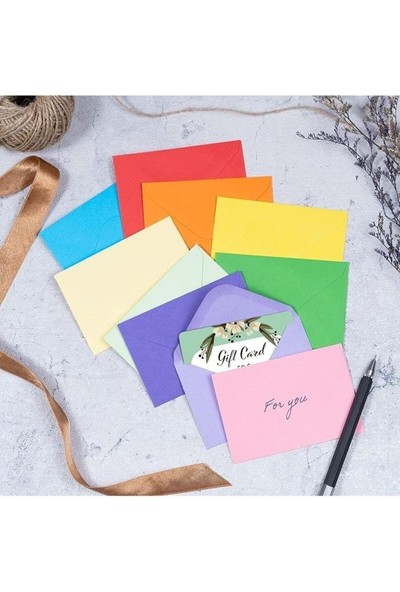 İstisna 50 Adet Karışık 10 Farklı Renk Doğum Günü Dilekleri Düğün Para Davetiye Mektup Kartpostal