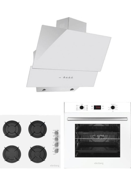 Elite White Beyaz Cam Ankastre Set (ELB-627W + ELB-640W + ELB-3000W)