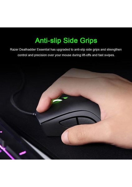 Razer Deathadder Temel Kablolu Oyun Mouse Fareler 6400DPI Optik Sensör 5 Laptop Pc Gamermice - Siyah (Yurt Dışından)