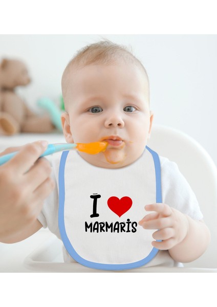 Kids I Love Marmaris Tasarımlı Mavi Bebek Mama Önlüğü - Model 1 fiyatları