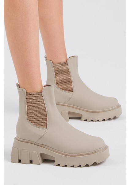 Kadın Krem Cilt Lastikli Bot 2023 Modası Rahat Kalıp ve Kaymaz Taban modelleri