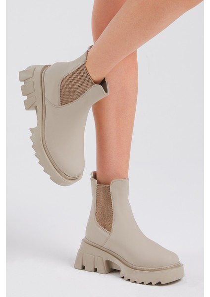 Kadın Krem Cilt Lastikli Bot 2023 Modası Rahat Kalıp ve Kaymaz Taban indirimleri
