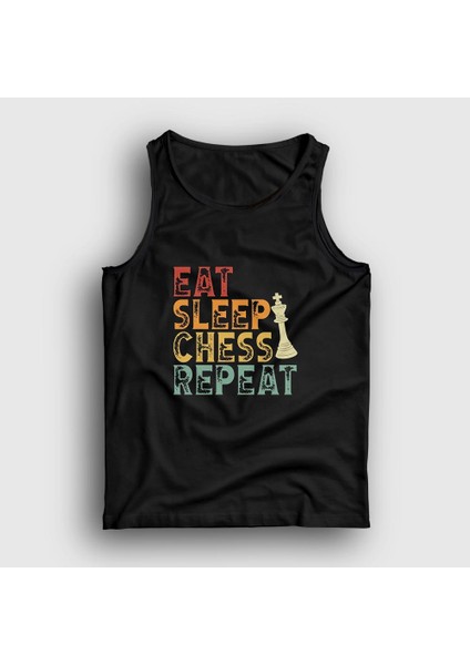 Unisex Siyah Eat Sleep Chess Repeat Satranç Atlet
