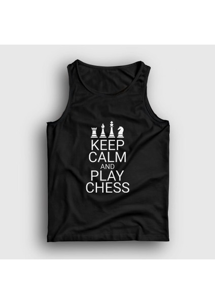 Unisex Siyah Keep Calm And Play Chess Satranç Atlet