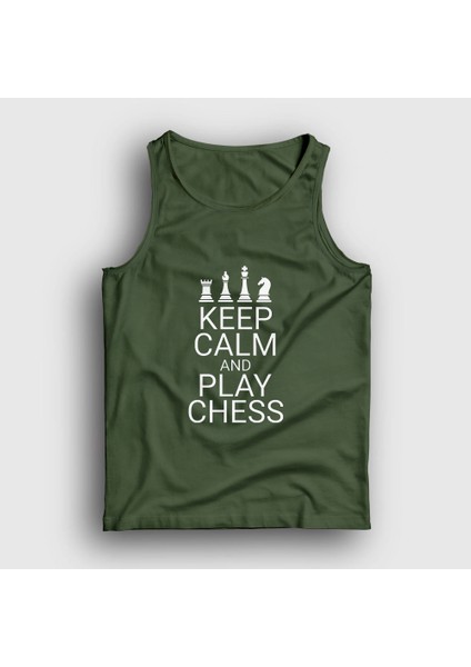 Unisex Haki Keep Calm And Play Chess Satranç Atlet