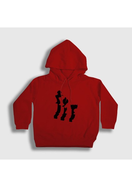 Unisex Çocuk Kırmızı Pieces Chess Satranç Kapüşonlu Sweatshirt