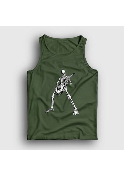 Unisex Haki Skeleton Guitarist Music Rock Atlet