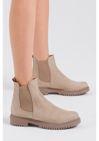 Kadın Krem Süet Lastikli Rahat Kalıp Bot fiyatları