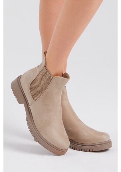 Kadın Krem Süet Lastikli Rahat Kalıp Bot indirimleri