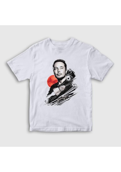 Unisex Çocuk Beyaz Genius Elon Musk T-Shirt