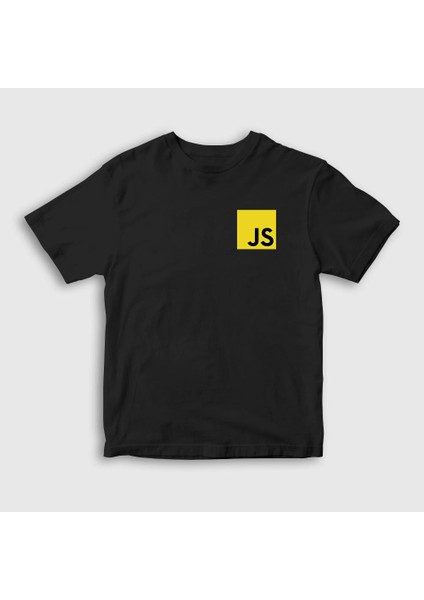 Unisex Çocuk Siyah Javascript Coder Programmer Developer Yazılımcı T-Shirt