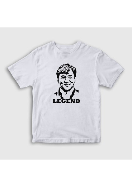 Unisex Çocuk Beyaz Legend Karate Jackie Chan T-Shirt