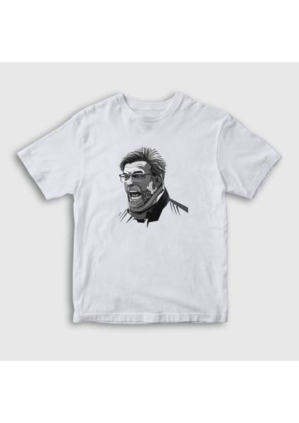 Unisex Çocuk Beyaz Shout Soccer Futbol Jürgen Klopp T-Shirt