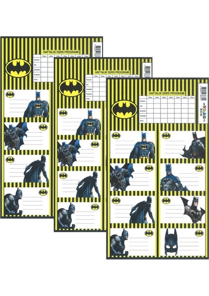 Okul Etiketi Erkek Batman 8 Li 3 Yaprak Ders Programlı 1 Paket