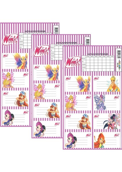 Okul Etiketi Kız Winks Club 8 Li 3 Yaprak Ders Programlı 1 Paket