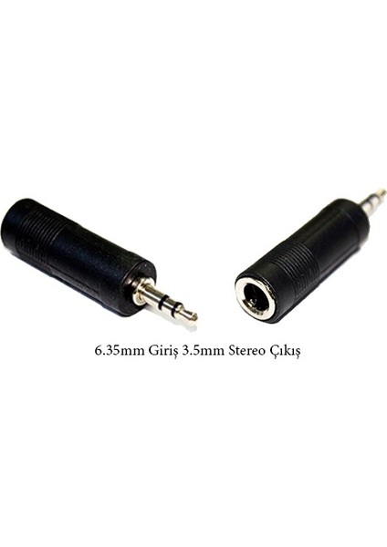 6.3mm Dişi - 3.5mm Stereo Erkek Jak