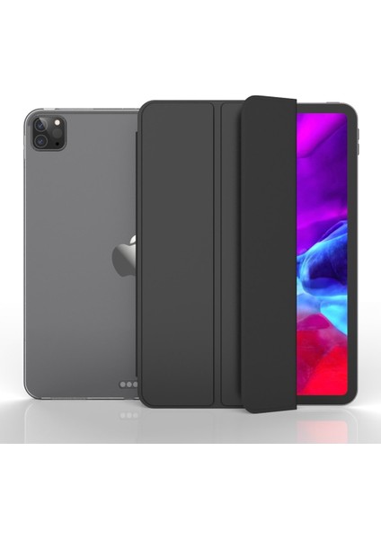 Apple iPad Pro 12.9 Inç 4. Nesil (2020) Prime Smart Case Tablet Kılıfı (A2069-A2229-A2232-A2233) Siyah