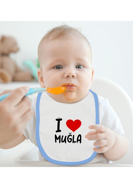 Kids I Love Muğla Tasarımlı Mavi Bebek Mama Önlüğü - Model 1 fiyatları