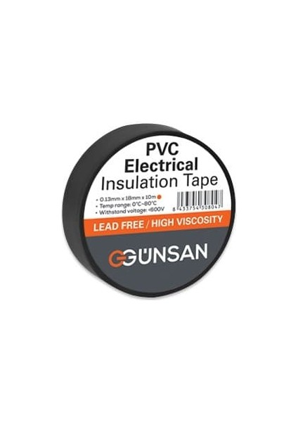 Günsan Elektrik Izole Bant Siyah 0,13 MMX18 mm 10 mt 10 Adet