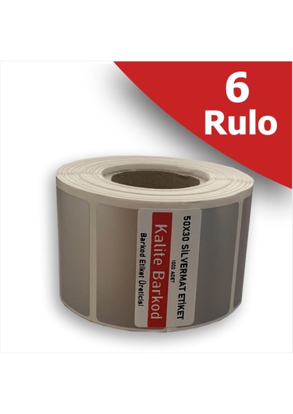 50X30 Silvermat Etiket | 6 Rulo Demirbaş Etiketi