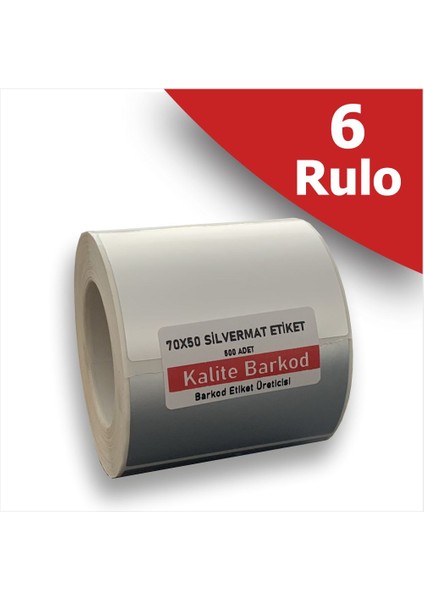 70X50 Silvermat Etiket | 6 Rulo Demirbaş Etiketi